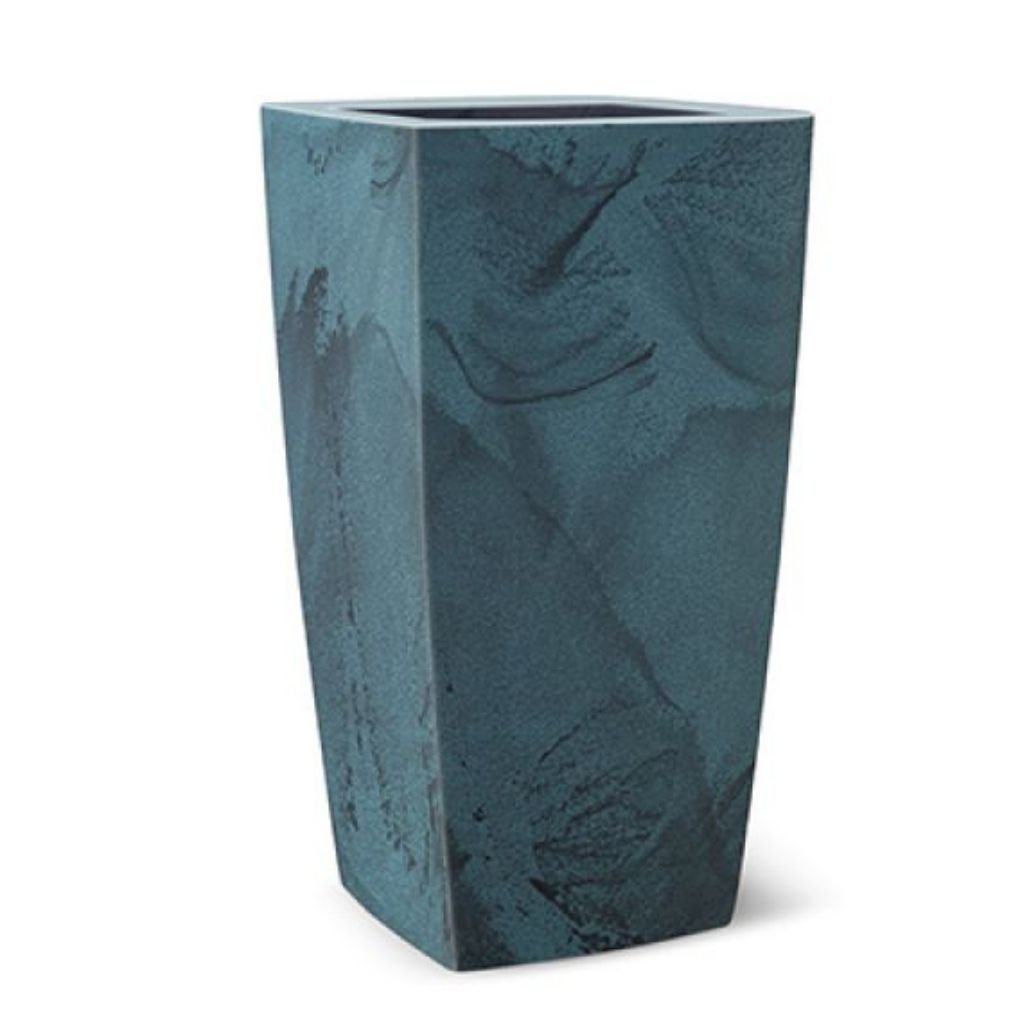 Vaso Per Piante Prosperplast Classic 16L: Effetto Pietra, Leggero E Resistente, Colore Antracite, 35x35x30 Cm