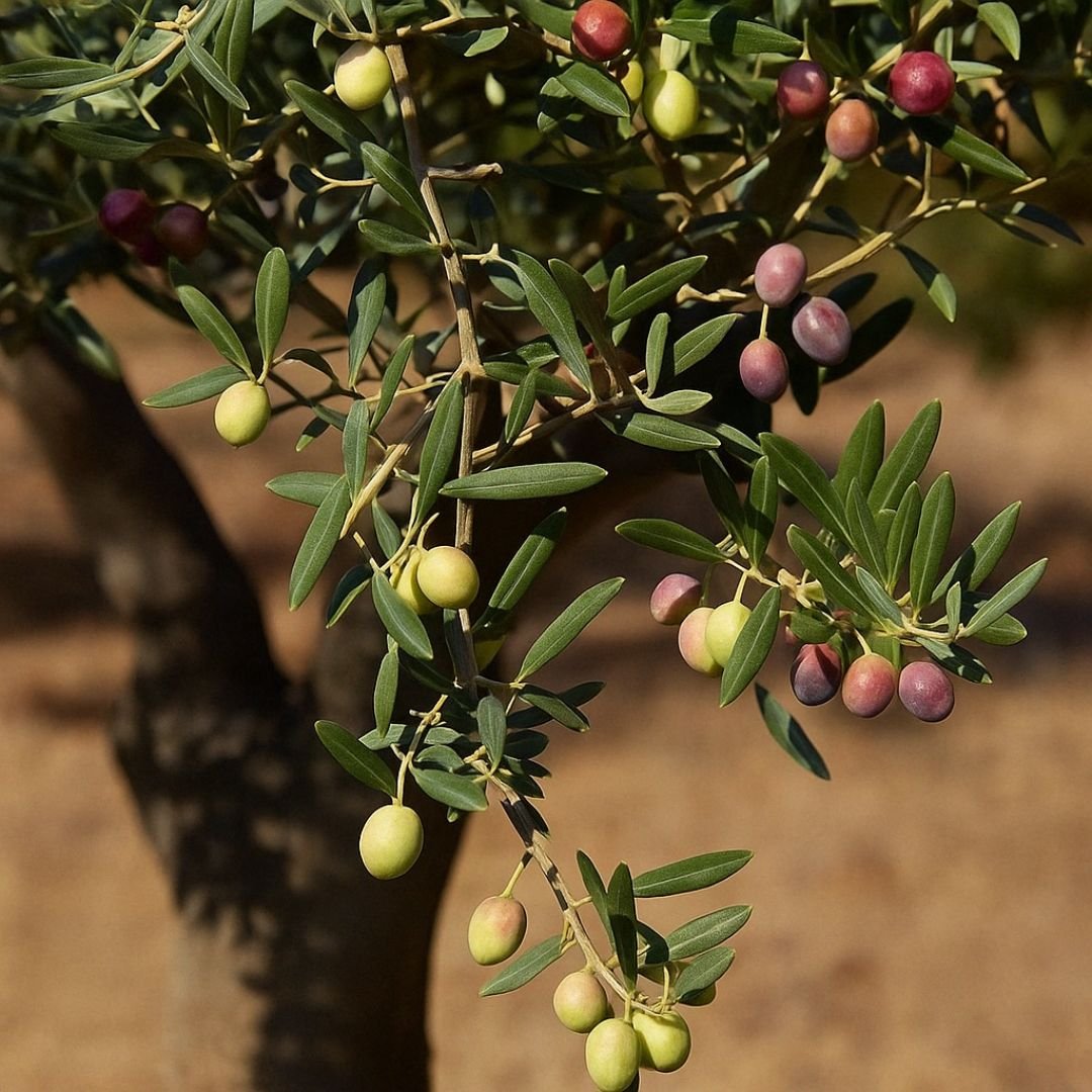 p&eacute; de oliveira arbequina com azeitonas pequenas e saborosas