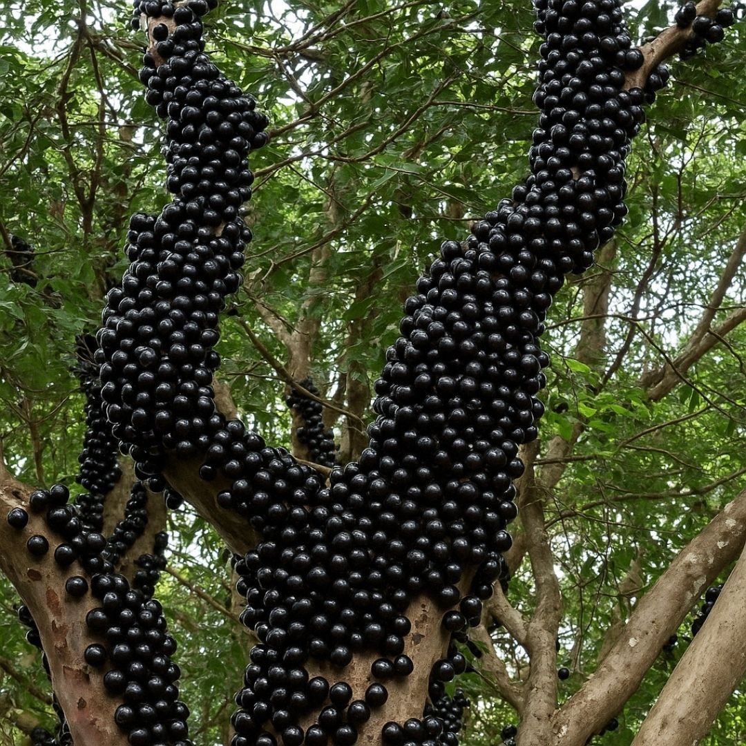 p&eacute; de jabuticaba carregado de frutos doces