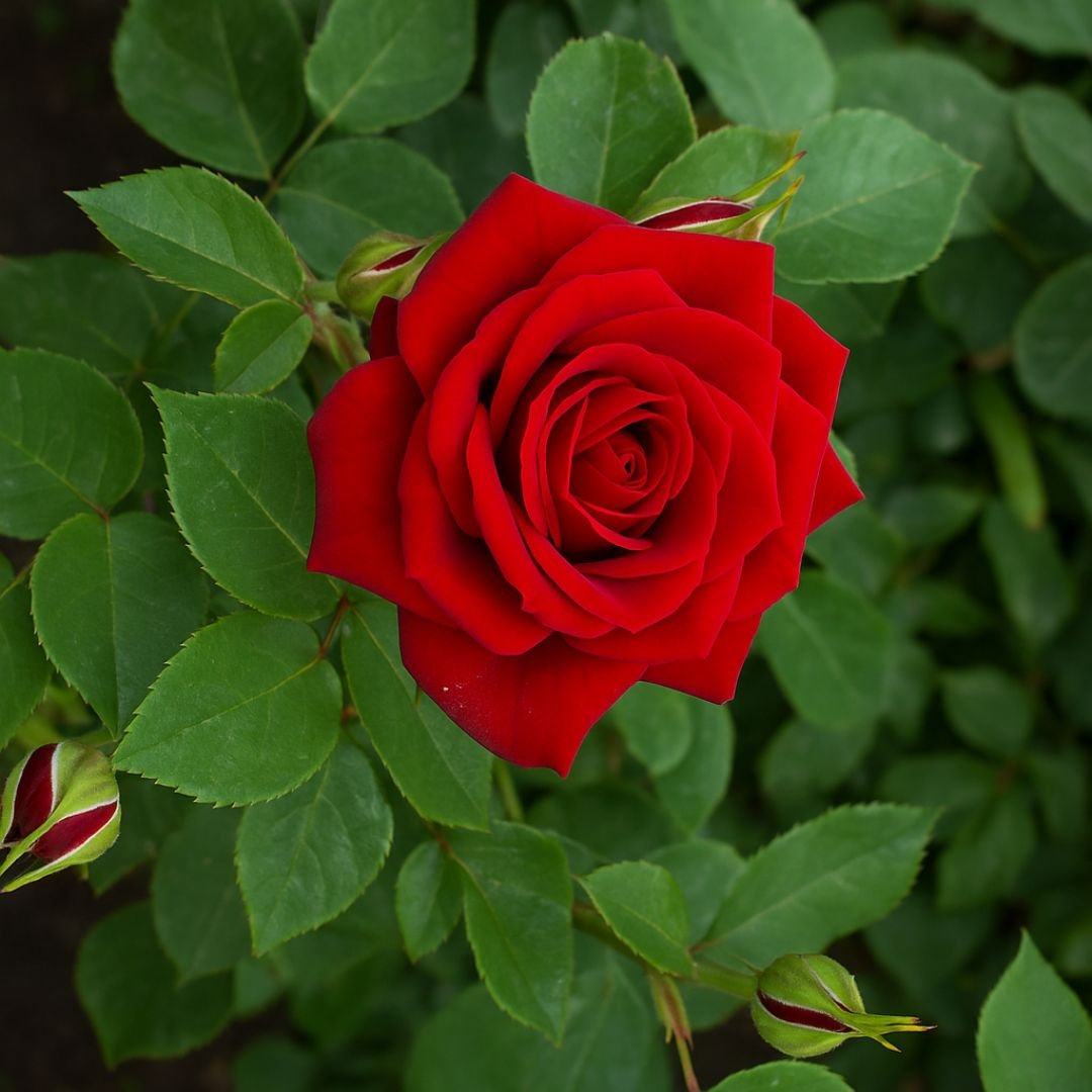 Pé de roseira vermelho vivo com flores abertas pé de roseira vermelho vivo com flores vibrantes