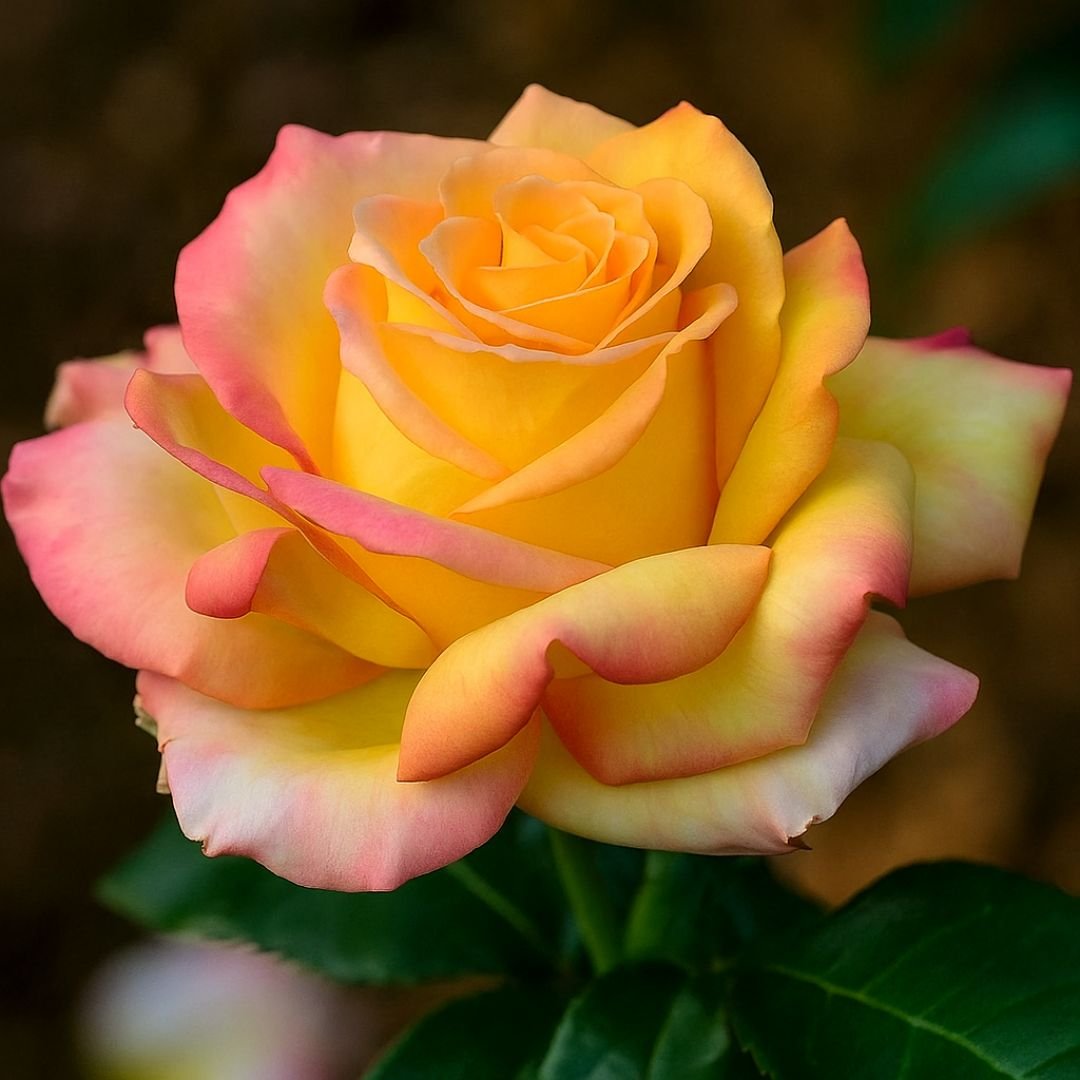 muda de roseira amarelo tricolor que floresce cedo