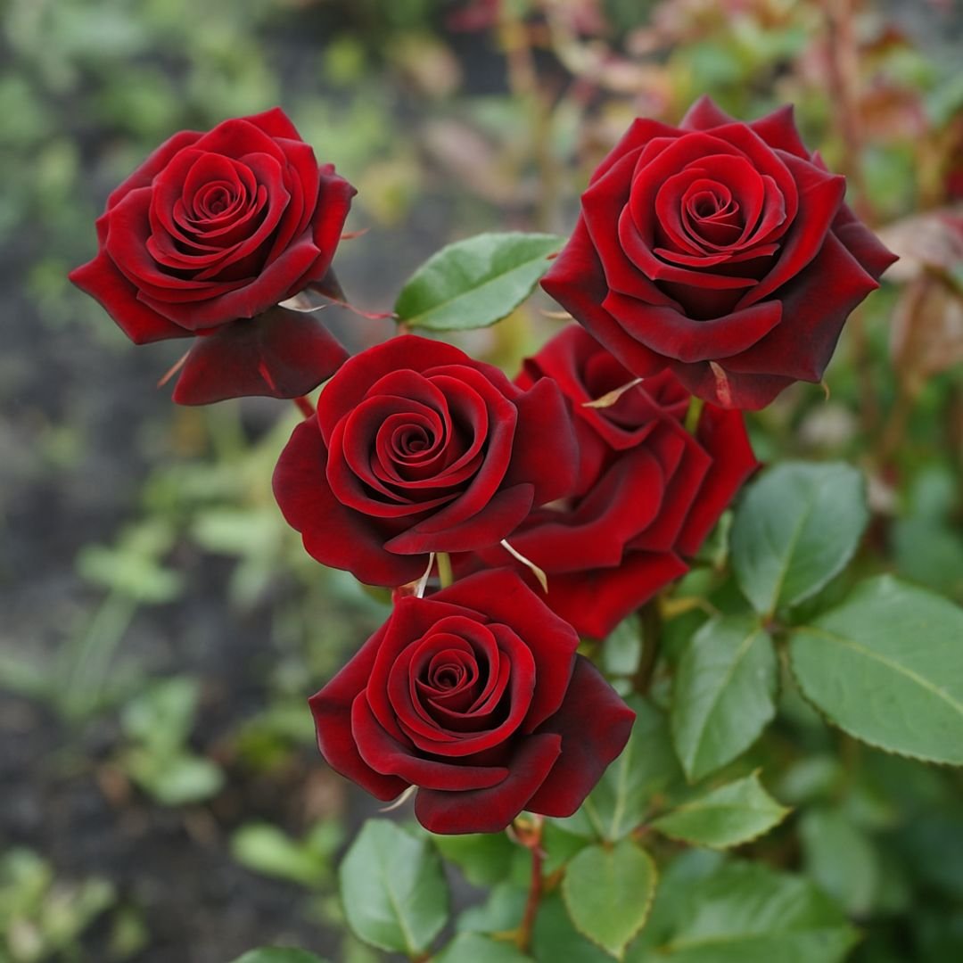 p&eacute; de roseira vermelho veludo com p&eacute;talas aveludadas