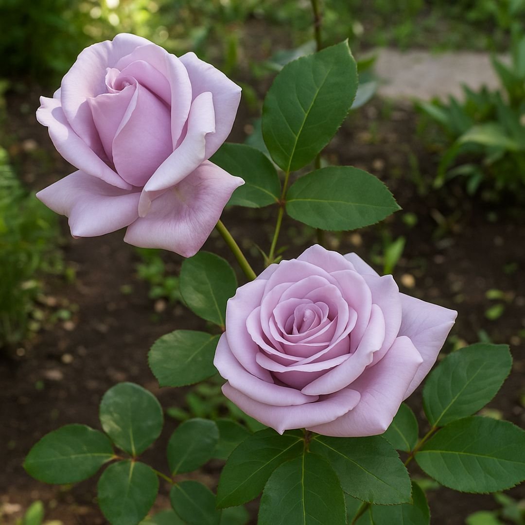 Muda de roseira azul prateada lilás