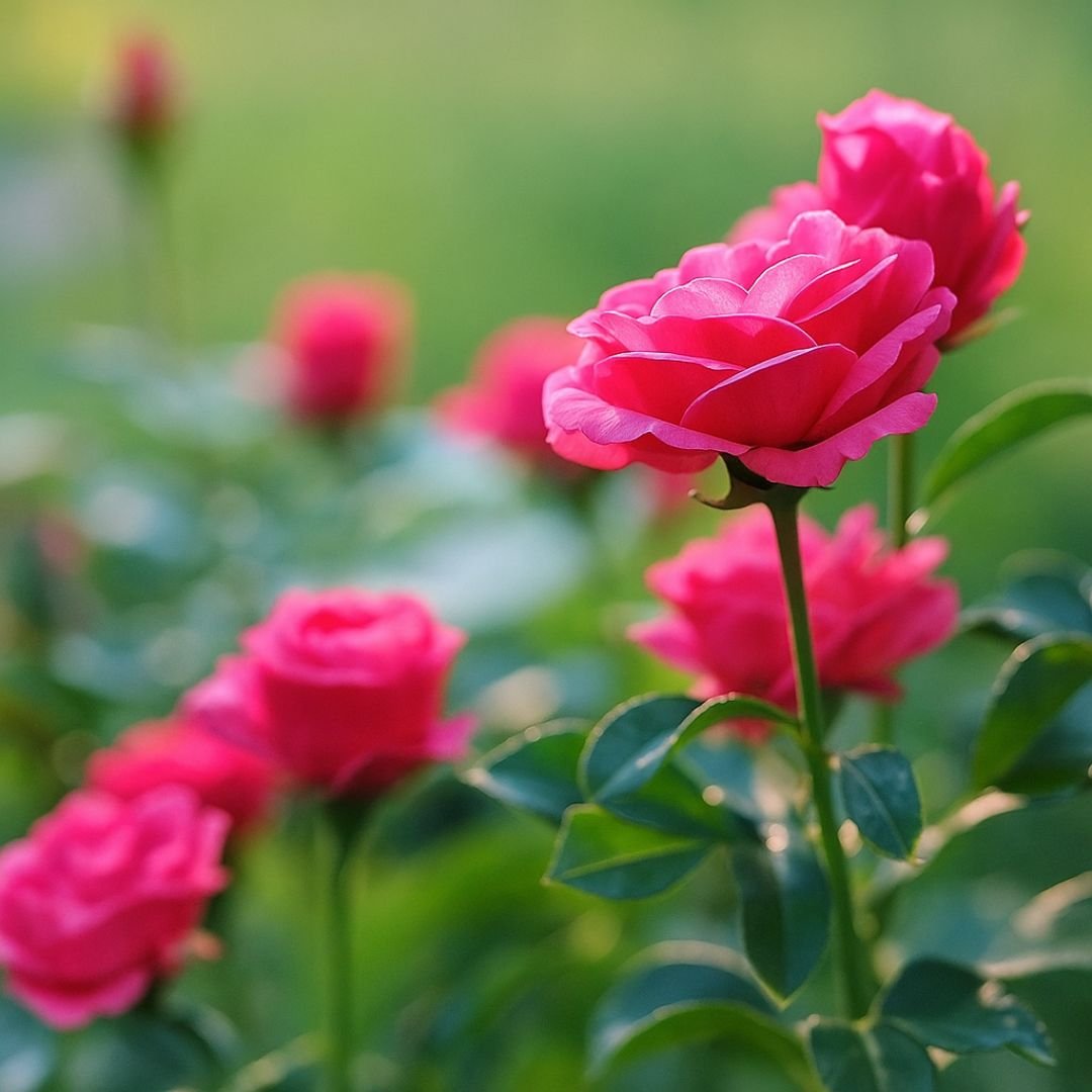 p&eacute; de roseira pink com flores vibrantes