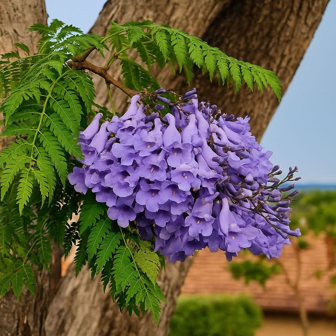Jacarandá florido em quintal pé de jacarandá florido em quintal amplo