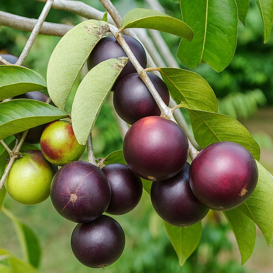 pé de abiu roxo com frutos ornamentais