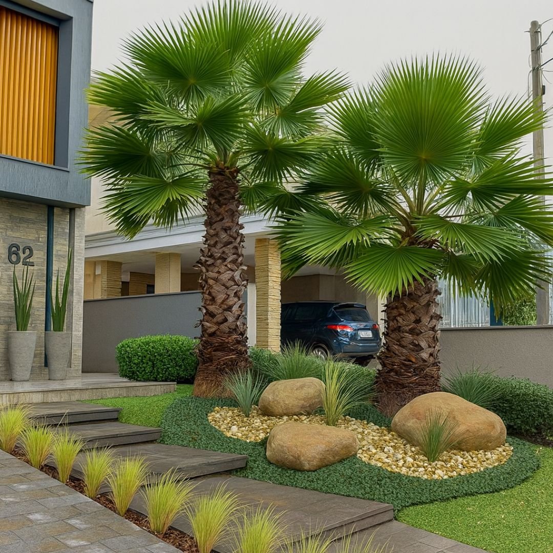 Washingtonia em jardim palmeira washingtonia ideal para vaso ou quintal