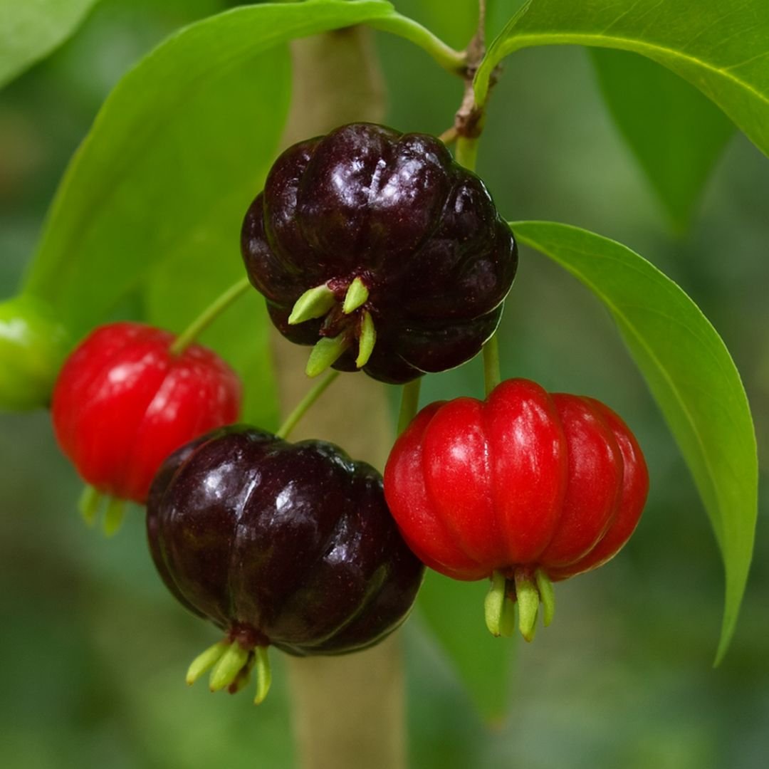 p&eacute; de pitanga preta com frutos grandes e doces