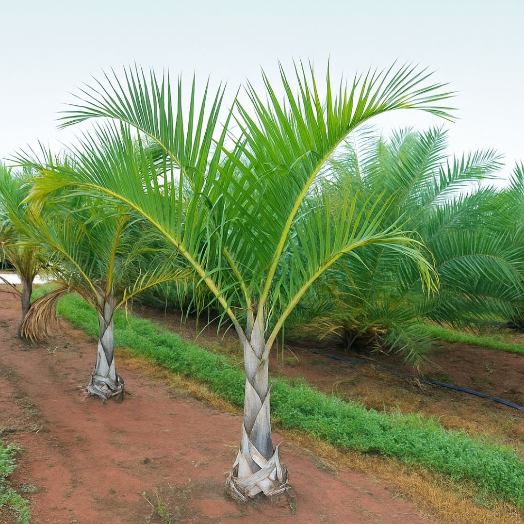 p&eacute; de palmeira parafuso em destaque no jardim