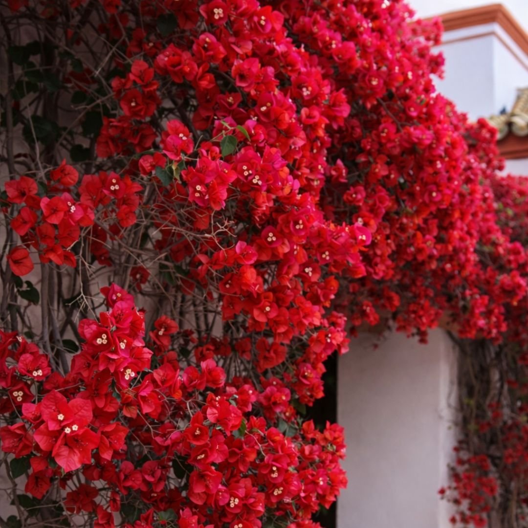 p&eacute; de primavera com flores grandes e coloridas