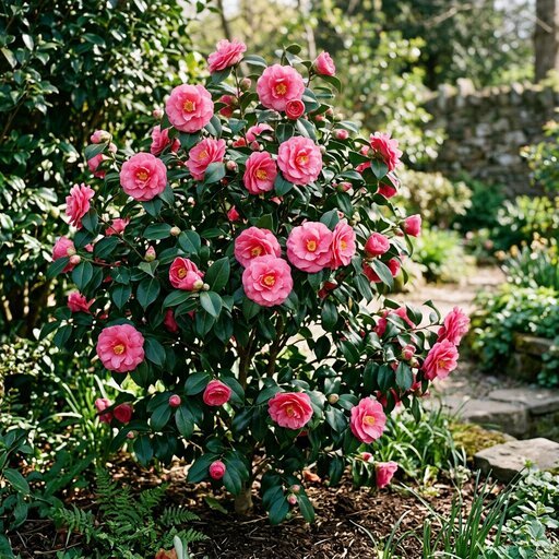 Muda de Camélia Rosa (Camellia japonica) para Paisagismo e Jardins