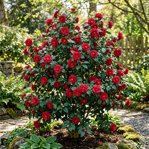 Muda de Camélia Vermelha (Camellia japonica) Pronta para Plantio